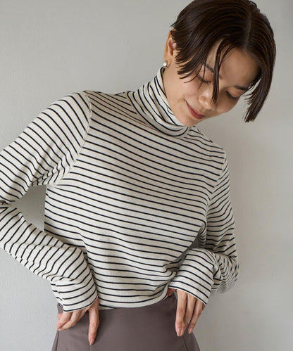 コットンカシミヤ タートルネックカットソー