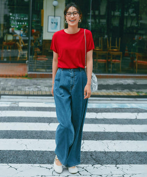 UNFILO DENIM LIGHT タックワイドパンツ