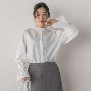 襟フリルブラウス≪洗濯機で洗える≫