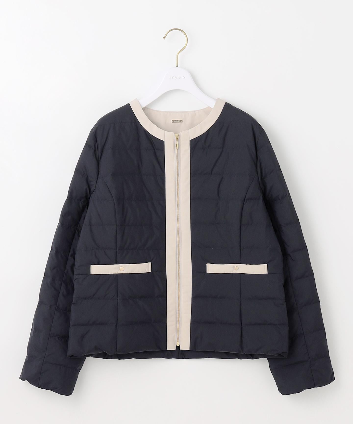 2WAYノーカラーダウン ジャケット