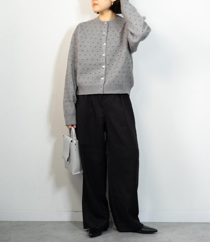 ドットニットブルゾンカーディガン
