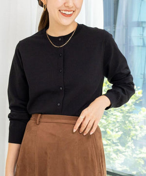 天竺クルーネックカーデ