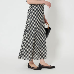メッシュ ナロー フレア チェック スカート