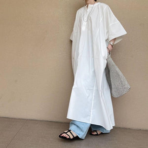 スタンドカラーコクーンワンピース