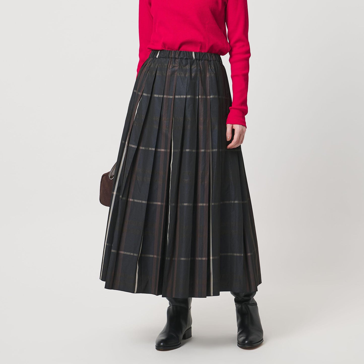 チェック タフタ プリーツスカート