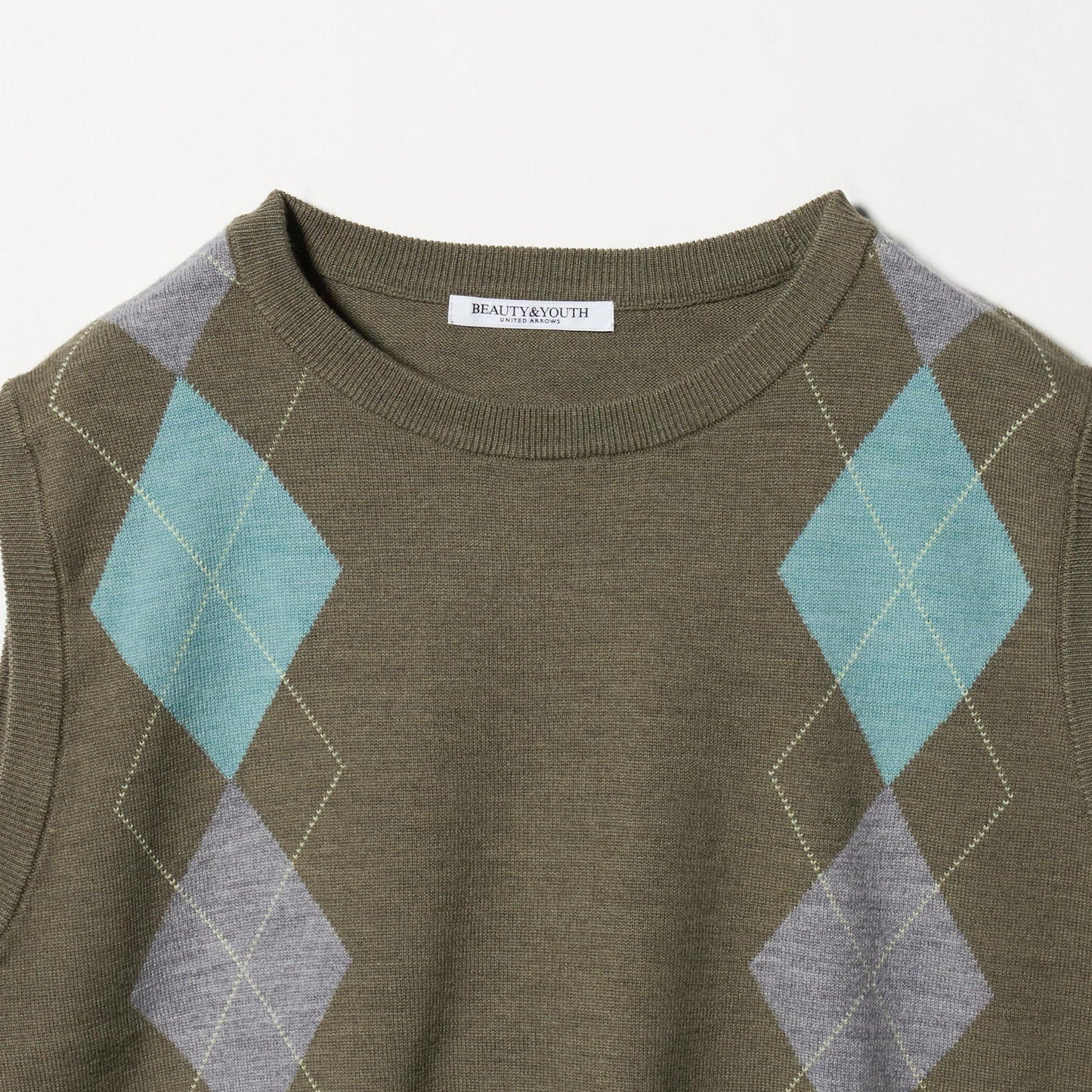 ウール アーガイル&ソリッドベスト