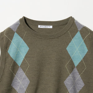 ウール アーガイル&ソリッドベスト