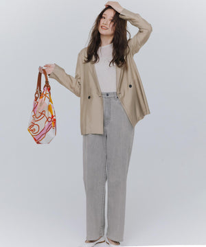 撥水 ワイドストレートデニム