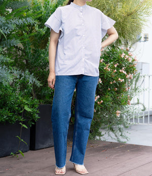 ストライプフレアスリーブブラウス