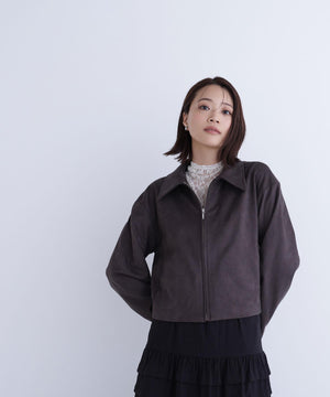 ステンカラーフェイクスエードブルゾン