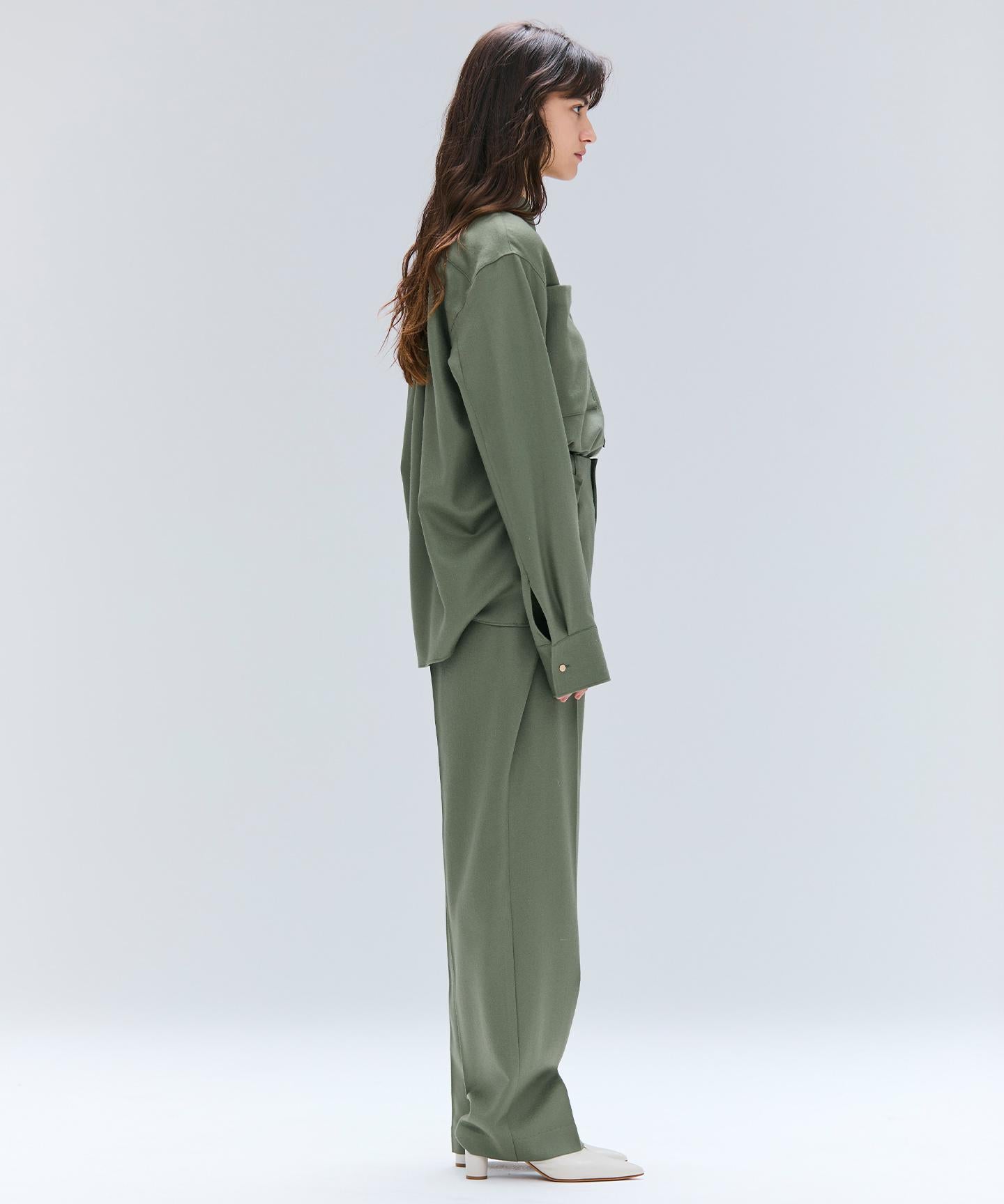 TERNES / 変形タックウールワイドパンツ