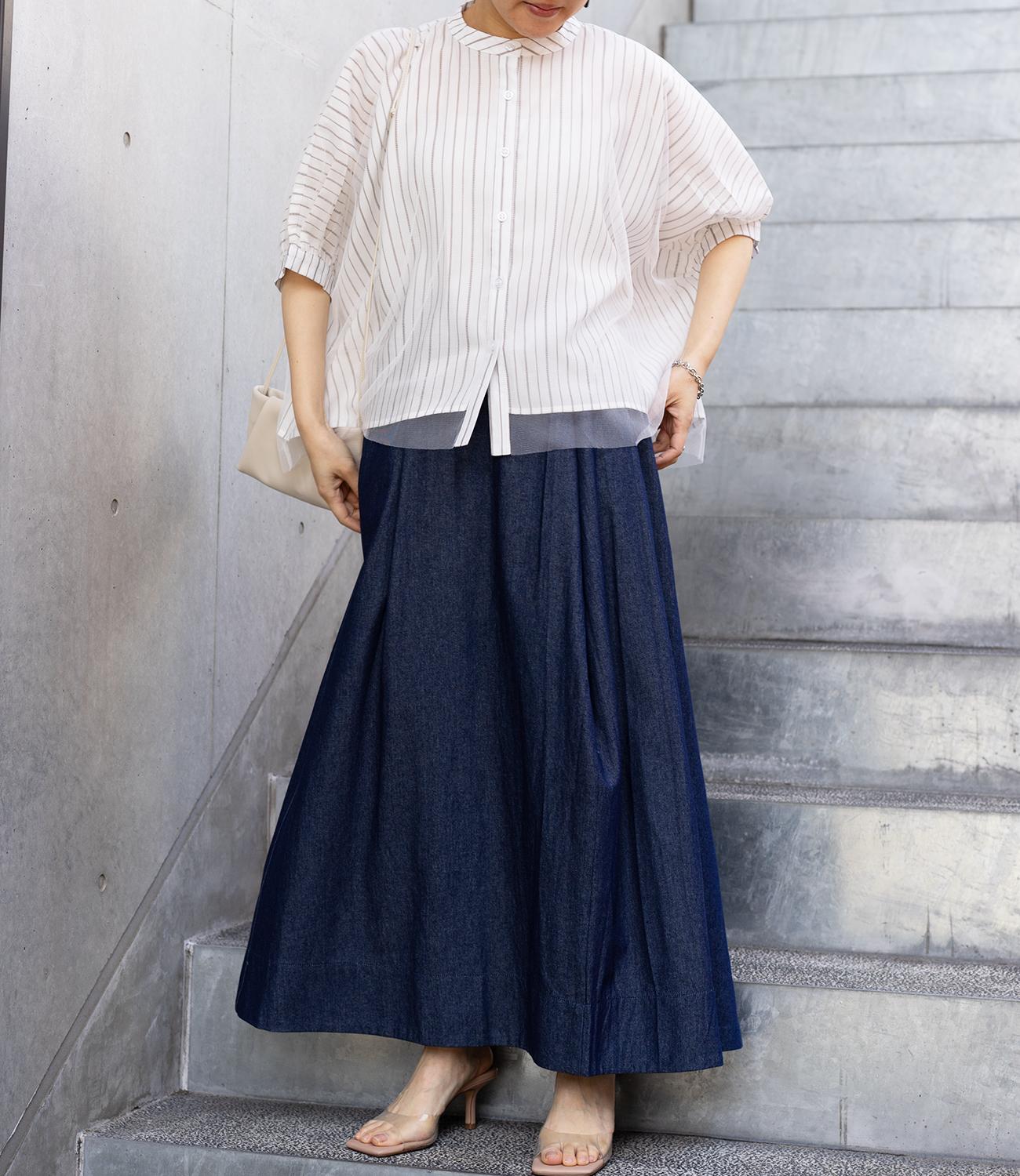 チュールレイヤードドレープブラウス