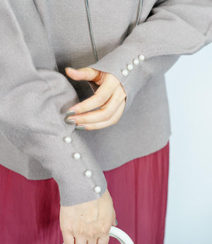 袖パールふわり袖ニット