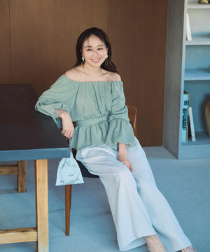 ナローリボンイージーワイドパンツ