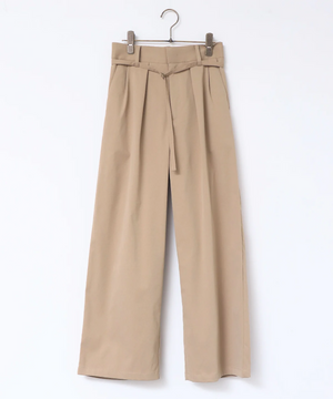 ベルト付きハイウエストストレートパンツ