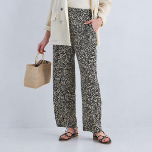 アート ボタニカル プリント パンツ