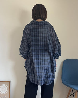 リネンシアーチェックシャツ