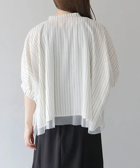 チュールレイヤードドレープブラウス