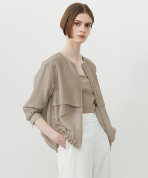 リヨセルナイロンワッシャー ノーカラーブルゾン