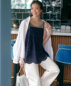 23区DENIM ストレッチ ワイドパンツ