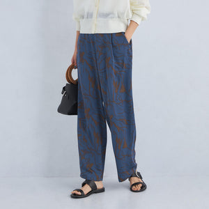 アート ボタニカル プリント パンツ