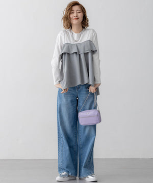 デニム ライン ワイドパンツ