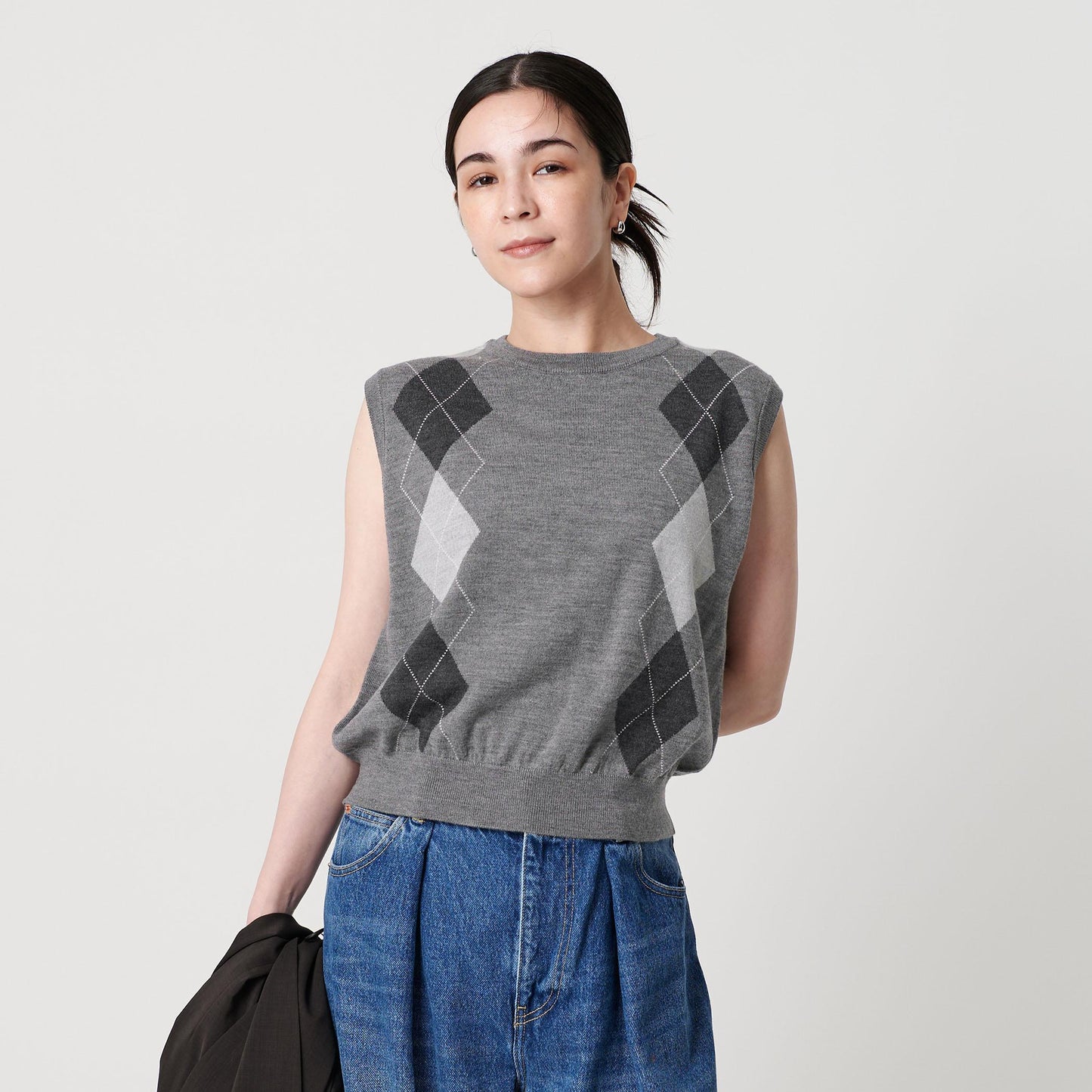 ウール アーガイル&ソリッドベスト