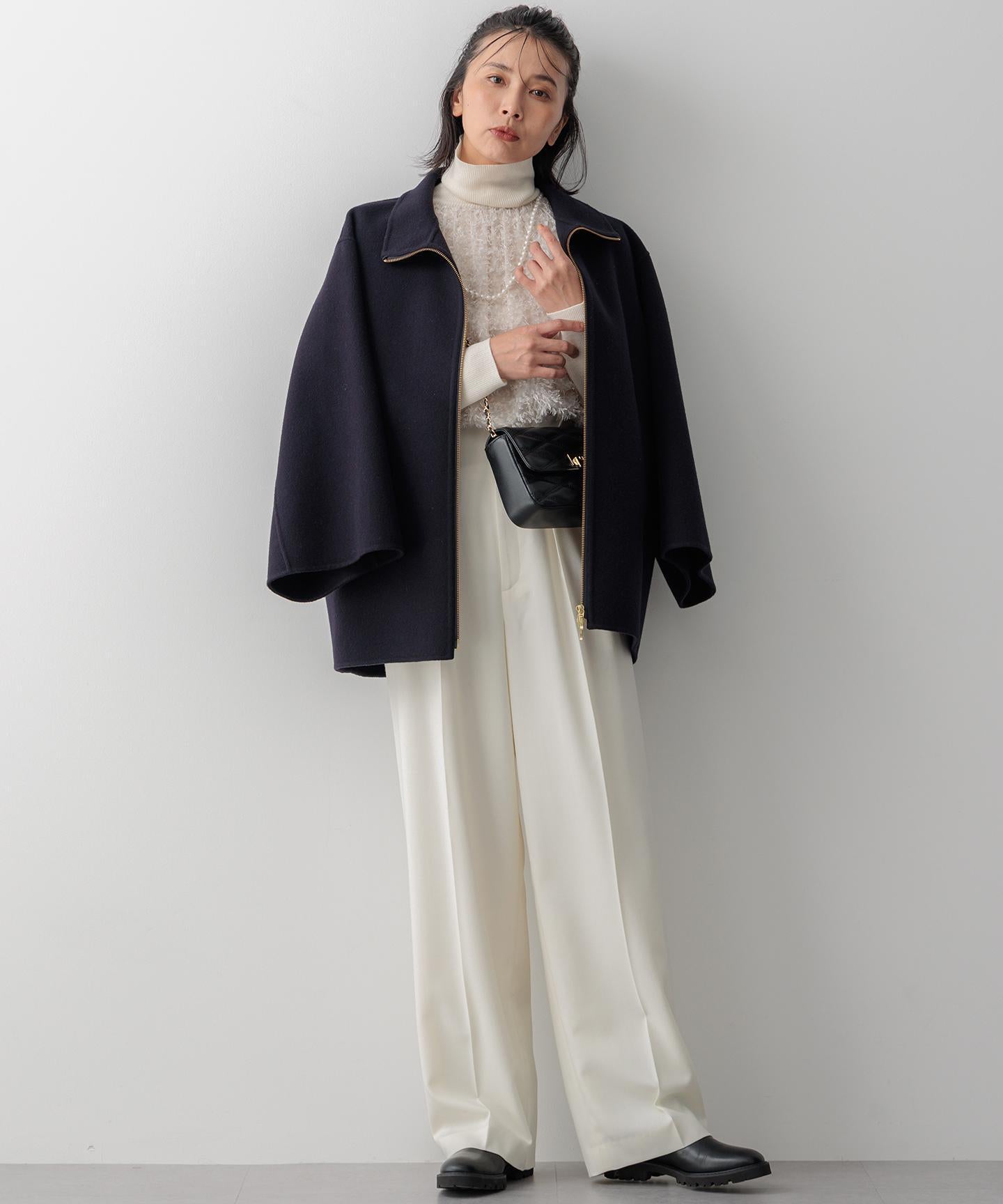 ウーステッドウール リブタートルネック ニット