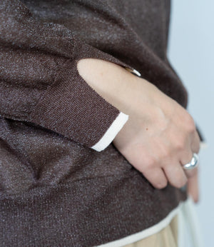 シアーラメバイカラーカーディガン