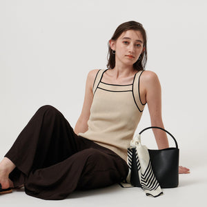 リブスクエアネック パイピングキャミソール - ウォッシャブル -