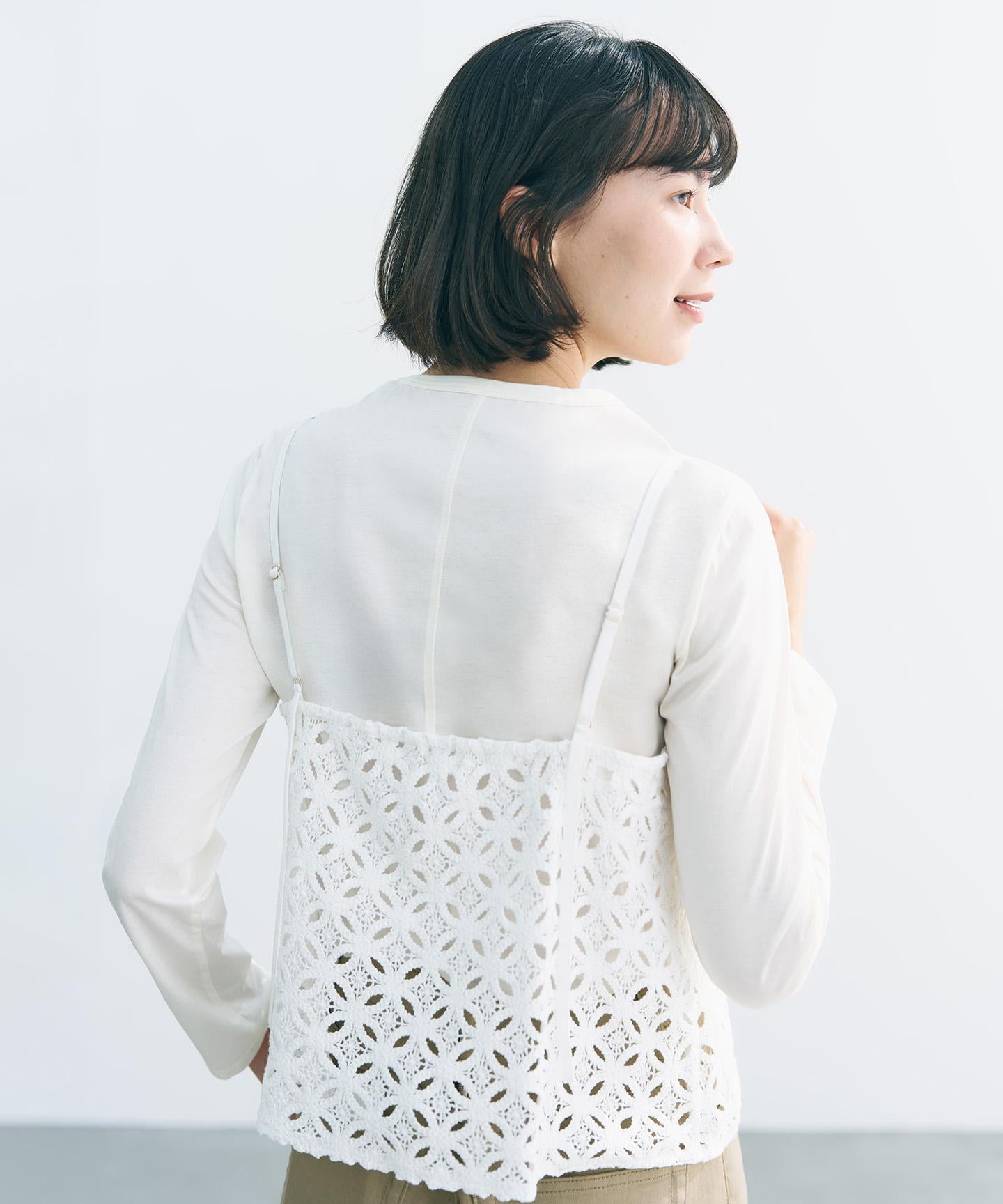 ラッセルレース キャミレイヤード Tシャツ