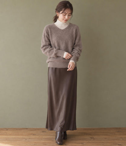 ウールカシミアホールガーメントVネックニット