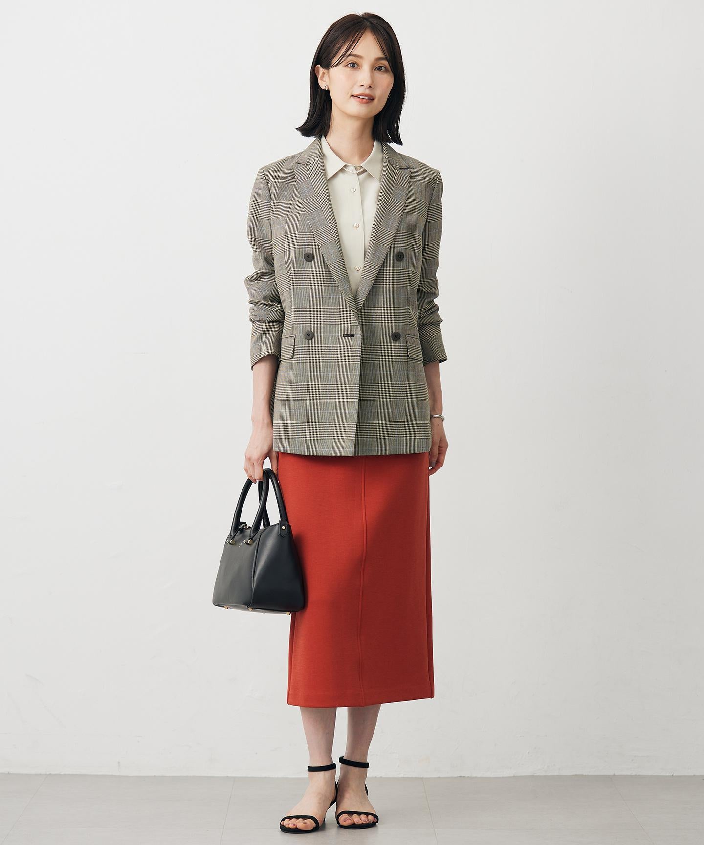 モナベールツイル チェック ダブル ジャケット