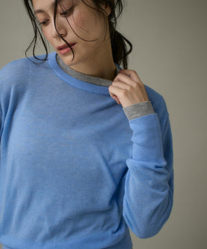 クルーネックニットプルオーバー《Melty air wool》