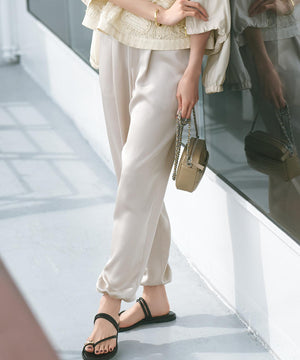 ドレープサテン 2WAY ドロスト パンツ