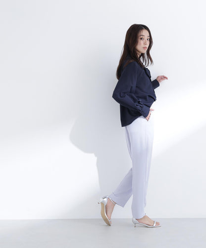 スキッパーリボンタイブラウス