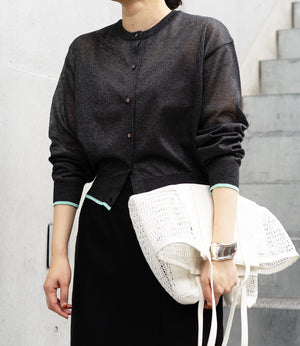 バイカラーシアーニットカーディガン