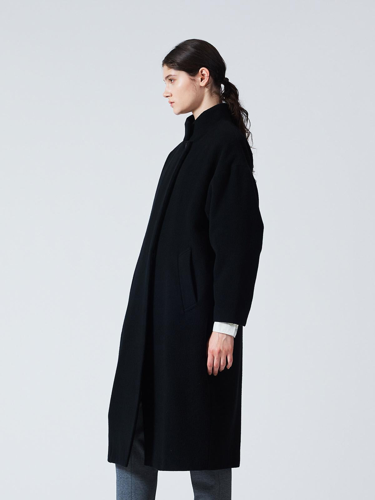 mizuiro ind ウールブレンドスタンドカラーコート