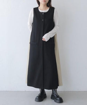 異素材切り替えジレジャンスカワンピ