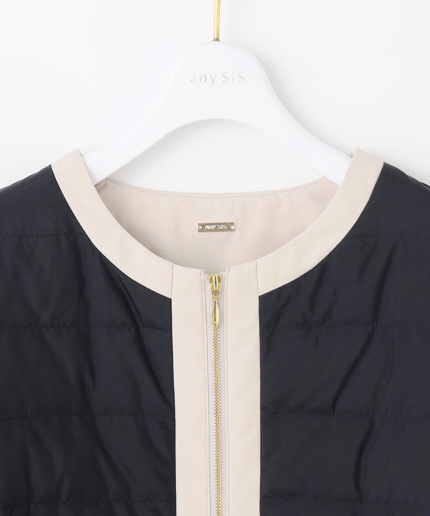 2WAYノーカラーダウン ジャケット