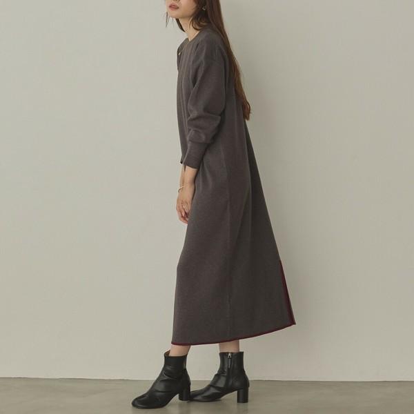 バイカラーストレートニットワンピース