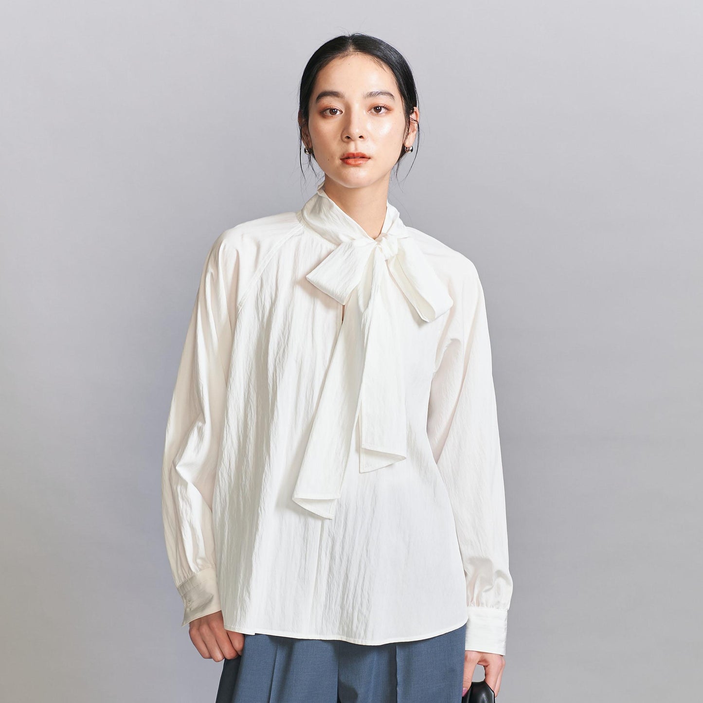 【WEB限定 Wardrobe DAILY MINIMAL】リボンタイブラウス -2WAY/ウォッシャブル-