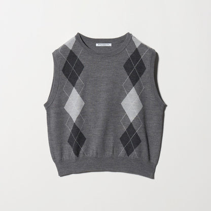 ウール アーガイル&ソリッドベスト
