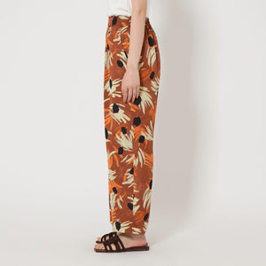 アート フラワー プリント パンツ