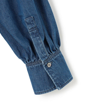 ライトダンガリー クロップド ボリュームスリーブ シャツ