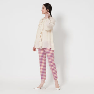 シャイニー ギンガムチェック パンツ