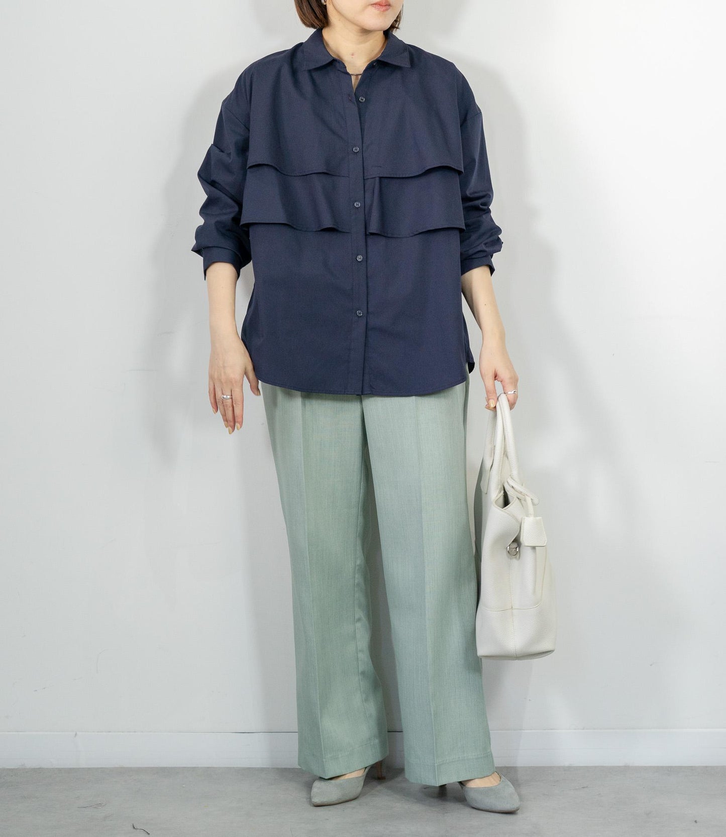 レイヤードライクダブルフリルシャツ