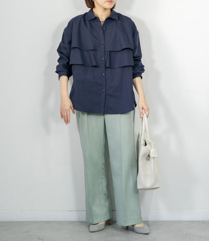 レイヤードライクダブルフリルシャツ