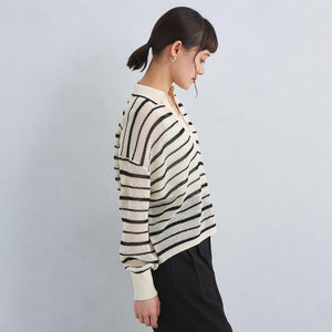 メッシュ スキッパー ニット プルオーバー -ウォッシャブル-