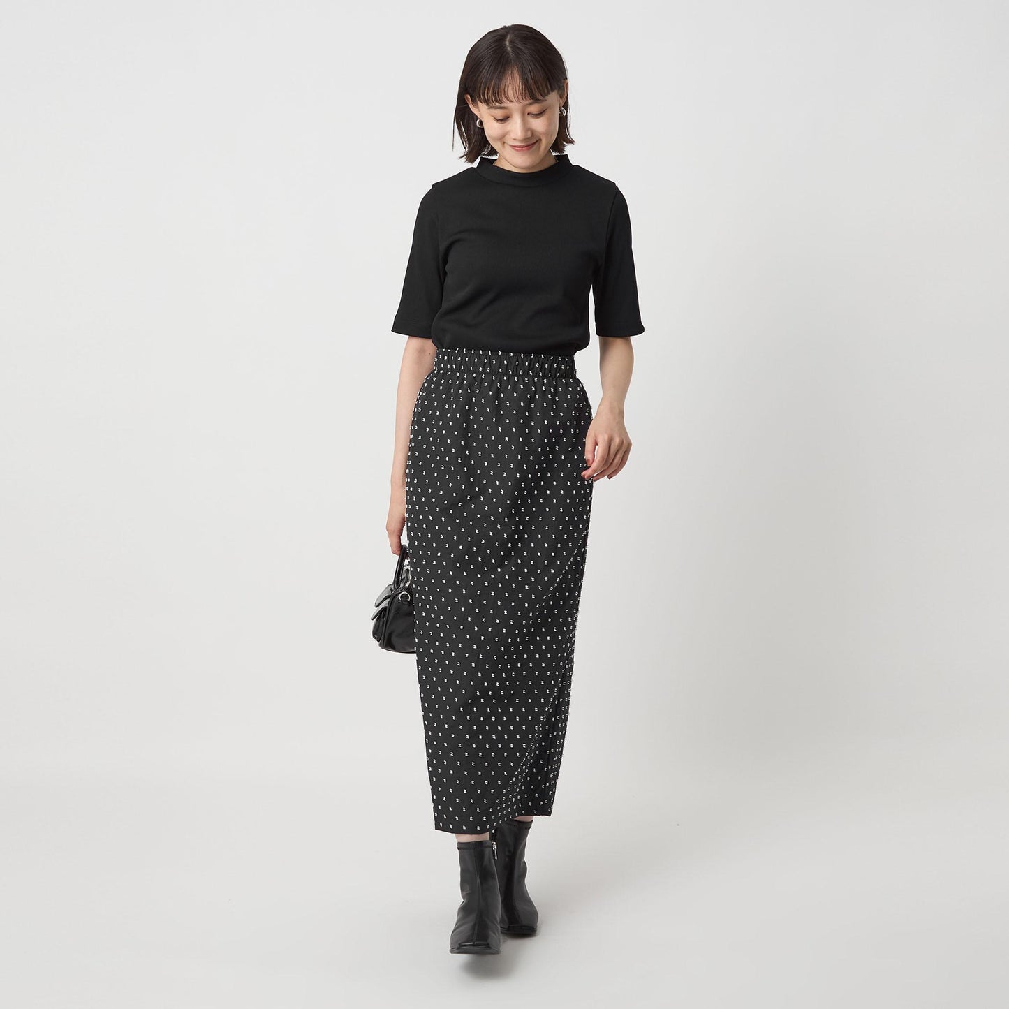 ニットライク モックネック カットソー